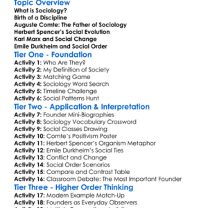 Founders Of Sociology Worksheet Activity Booklet