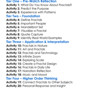 Fractals The Colors Of Infinity 1995 Worksheet Activity Booklet