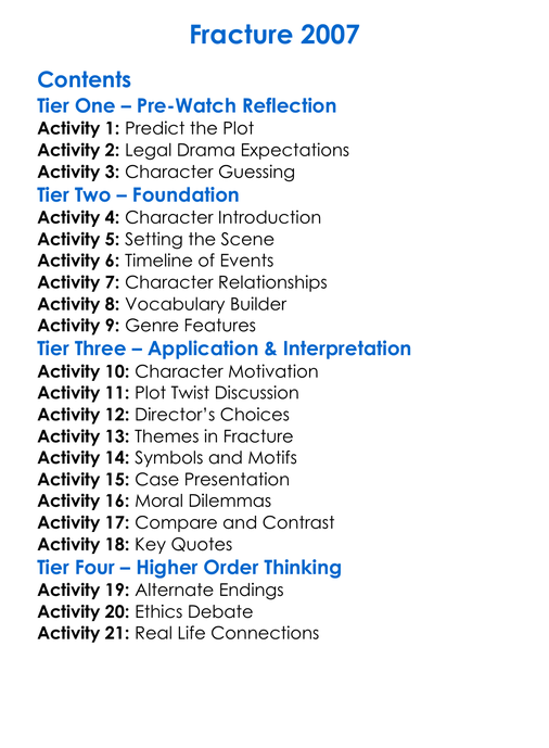 Fracture 2007 Worksheet Activity Booklet