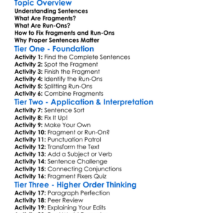 Fragments And Run-Ons Worksheet Activity Booklet