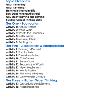 Framing And Priming Worksheet Activity Booklet