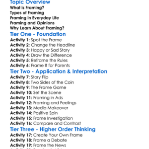 Framing Worksheet Activity Booklet