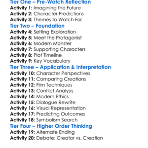 Frankenstein 2025 Worksheet Activity Booklet