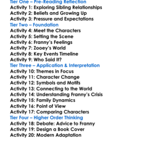 Franny And Zooey Jd Salinger Worksheet Activity Booklet