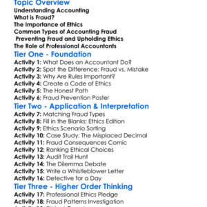 Fraud And Ethics In Accounting Worksheet Activity Booklet