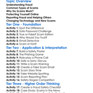 Fraud And Scams Worksheet Activity Booklet