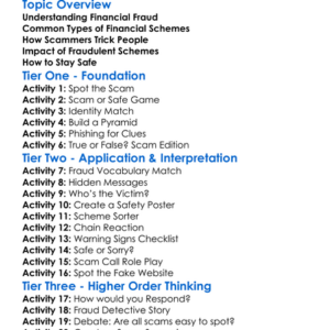 Fraudulent Financial Schemes Worksheet Activity Booklet