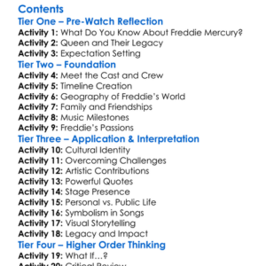 Freddie Mercury The Untold Story 2000 Worksheet Activity Booklet