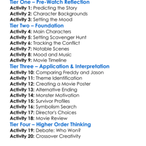 Freddy Vs Jason 2003 Worksheet Activity Booklet