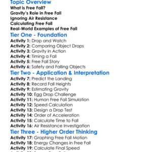 Free Fall Worksheet Activity Booklet