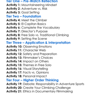 Free Solo 2018 Worksheet Activity Booklet