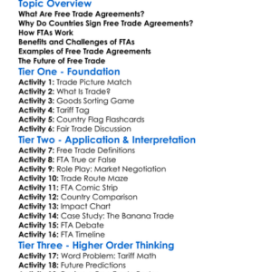 Free Trade Agreements Worksheet Activity Booklet