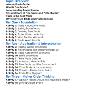 Free Trade And Protectionism Worksheet Activity Booklet