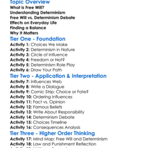 Free Will And Determinism Worksheet Activity Booklet