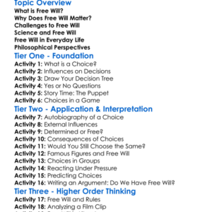 Free Will Worksheet Activity Booklet