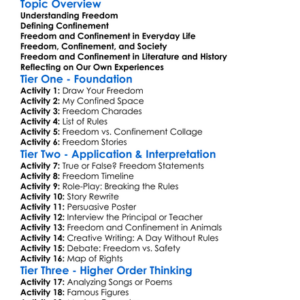 Freedom And Confinement Worksheet Activity Booklet