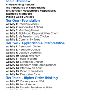 Freedom And Responsibility Worksheet Activity Booklet