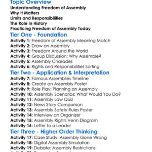 Freedom Of Assembly Worksheet Activity Booklet