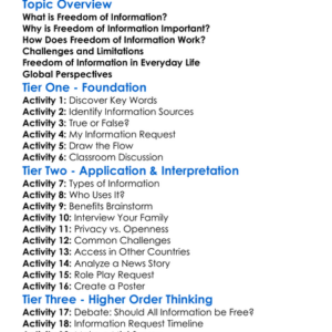 Freedom Of Information Worksheet Activity Booklet