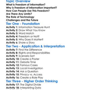 Freedom Of Information Worksheet Activity Booklet