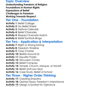 Freedom Of Religion And Belief Worksheet Activity Booklet