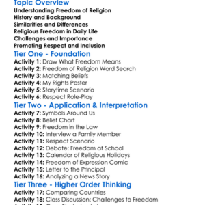 Freedom Of Religion Worksheet Activity Booklet