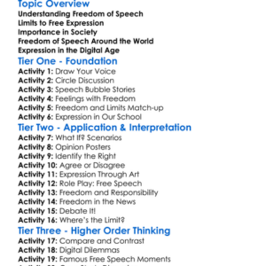Freedom Of Speech And Expression Worksheet Activity Booklet