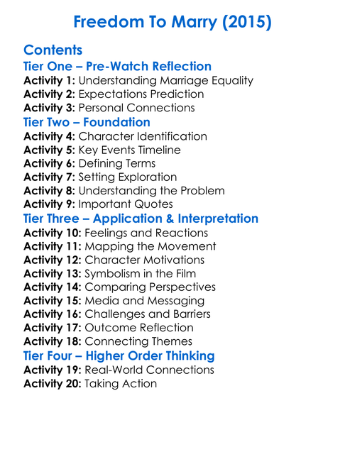 Freedom To Marry 2015 Worksheet Activity Booklet