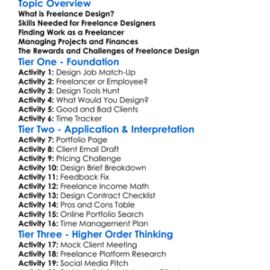 Freelance Basics In Design Worksheet Activity Booklet