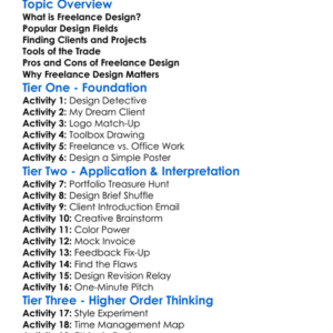 Freelance Design Basics Worksheet Activity Booklet