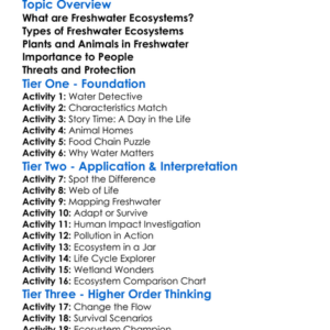 Freshwater Ecosystems Worksheet Activity Booklet