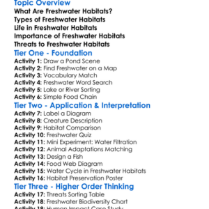 Freshwater Habitats Worksheet Activity Booklet