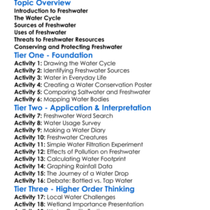 Freshwater Resources Worksheet Activity Booklet