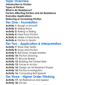 Friction And Air Resistance Worksheet Activity Booklet