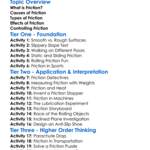 Friction And Its Effects Worksheet Activity Booklet