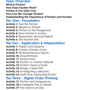 Friction And Traction Worksheet Activity Booklet
