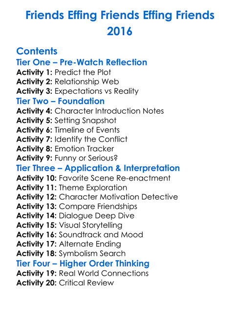 Friends Effing Friends Effing Friends 2016 Worksheet Activity Booklet