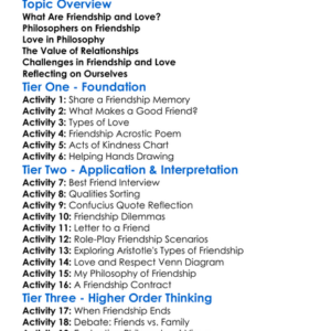 Friendship And Love In Philosophy Worksheet Activity Booklet