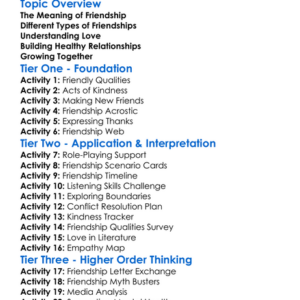 Friendship And Love Worksheet Activity Booklet