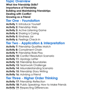 Friendship Skills Worksheet Activity Booklet