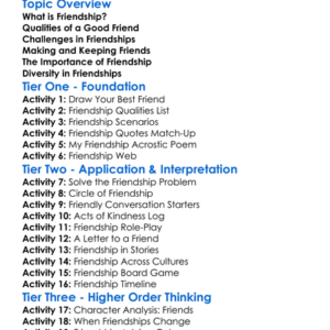Friendship Themes Worksheet Activity Booklet