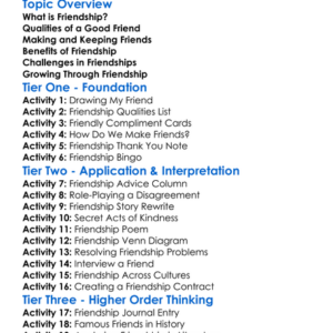 Friendship Worksheet Activity Booklet