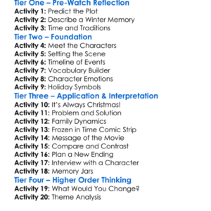 Frozen In Time 2014 Worksheet Activity Booklet