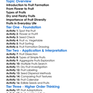 Fruit Formation And Types Worksheet Activity Booklet