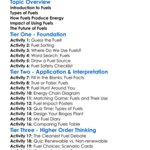 Fuels Worksheet Activity Booklet