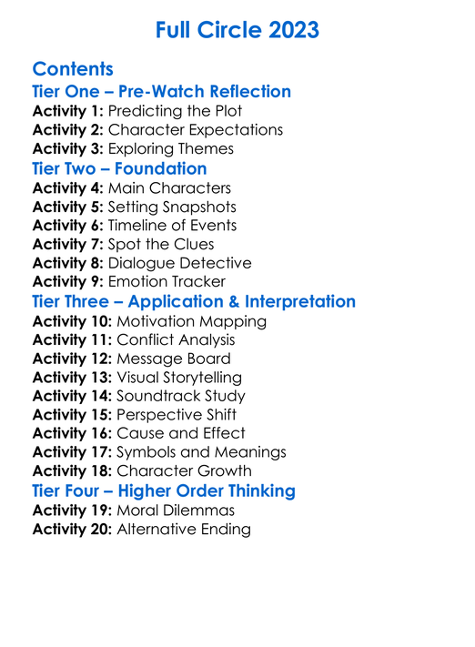 Full Circle 2023 Worksheet Activity Booklet