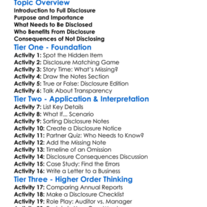 Full Disclosure Principle Worksheet Activity Booklet