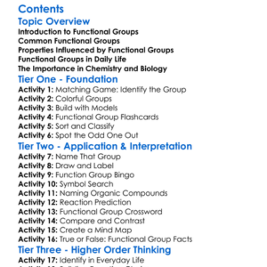 Functional Groups In Organic Compounds Worksheet Activity Booklet