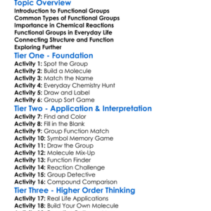 Functional Groups Worksheet Activity Booklet