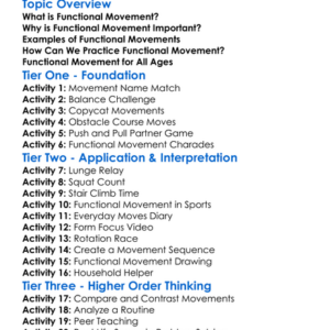 Functional Movement Worksheet Activity Booklet